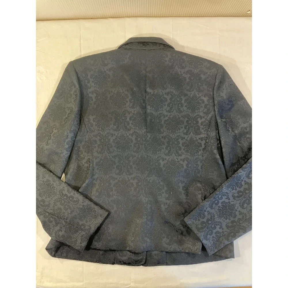 Amanda Smith Womens Black Damask Brocade 2 Piece Skirt Suit‎ Set Size 16 Blazer